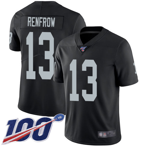 Men Oakland Raiders Limited Black Hunter Renfrow Home Jersey NFL Football #13 100th Season Vapor Jersey
